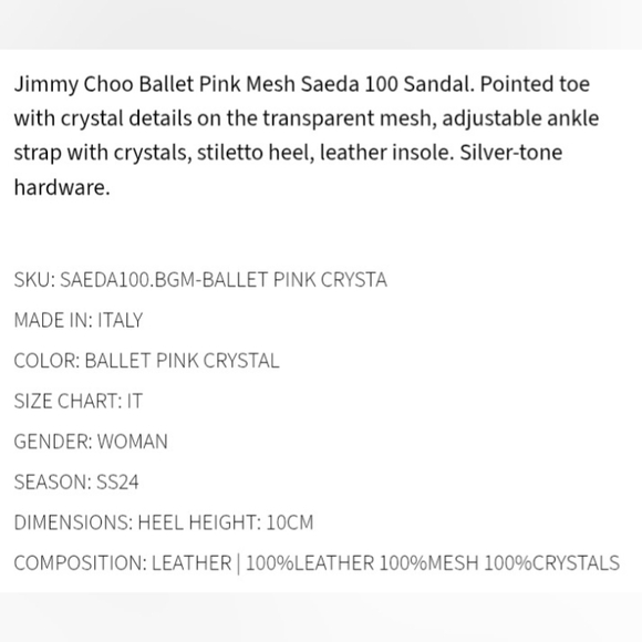 $1,495 *JIMMY CHOO* SAEDA 100 CRYSTAL EMBELLISHED HEELS Size 37 7B Ballet Pink - Picture 15 of 15